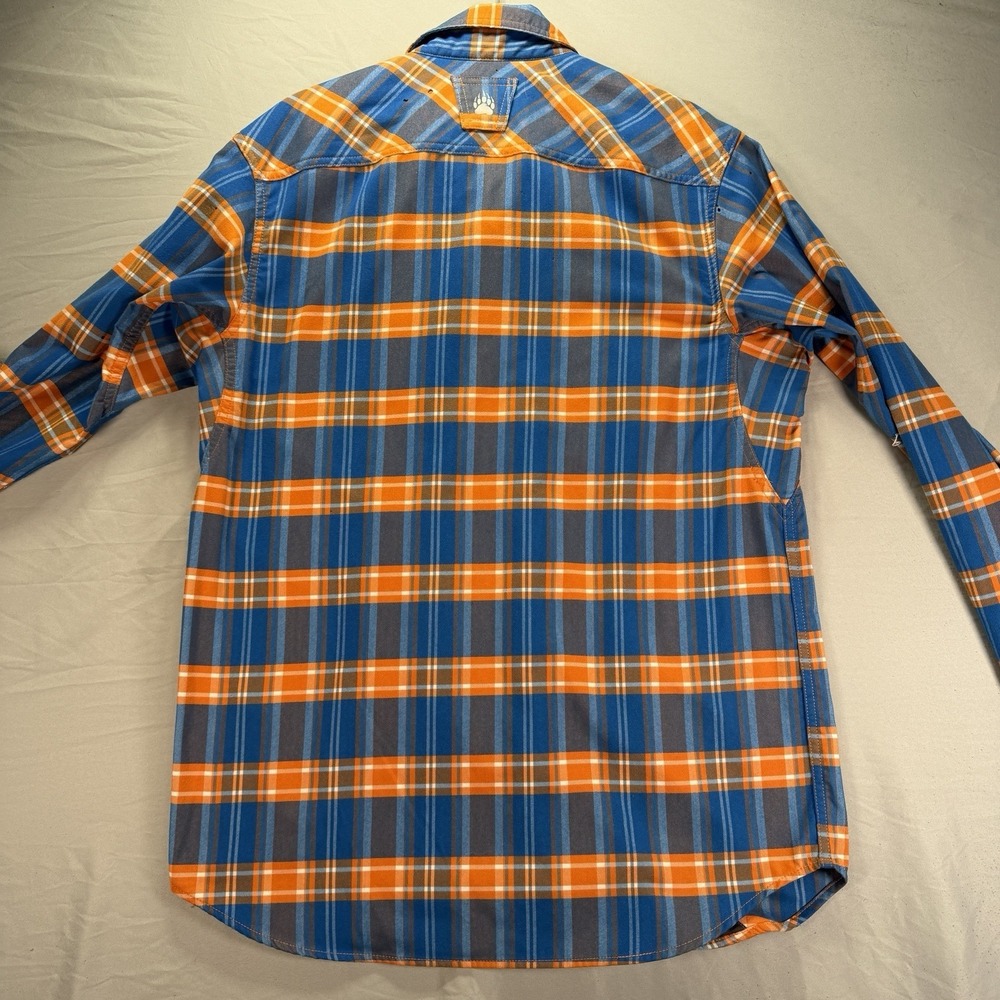Alaskan Hardgear Duluth Trading Shirt Mens Medium Orange Blue Flannel Camp Gorp - Picture 3 of 12